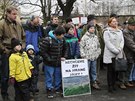 Demonstrace v horním Jietín proti prolomení tebních limit. Protestu se...