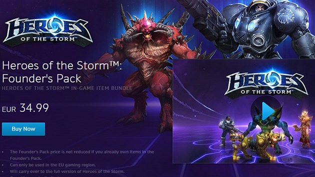 Do hry Heroes of the Storm si lze koupit pstup za 34,99 eur.