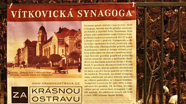 Spolek Za krsnou Ostravu pipomn nkdeji synagogu v Ostrav-Vtkovicch.