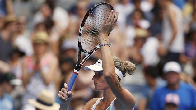 DAL POSTUP. Karolna Plkov po vtzstv ve  druhm kole Australian Open.