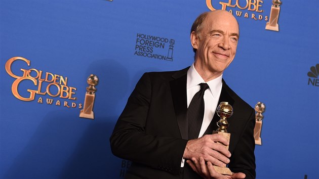 J.K. Simmons se Zlatm glbem za svou roli ve filmu Whiplash