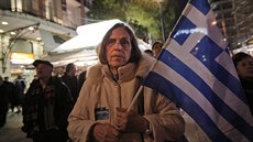Demonstrace píznivc eckého premiéra Antonise Samarase v Aténách (20. ledna...