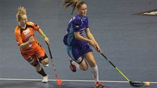 Mirva Laitinenová (vpravo) z Vítkovic uniká Marii Ziminové z Herbadentu. Mirva Laitinenová (vpravo) z Vítkovic uniká Marii Ziminové z Herbadentu.