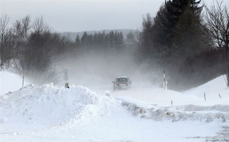 Silnice u Nového Msta na Morav v nedli 8. února 2015