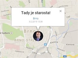 Aplikace mapuje pohyb starosty Brna-sted Martina Landy.