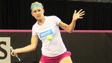 Tereza Smitková bhem pípravy na 1. kolo Fed Cupu