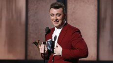 Sam Smith na pedávání Grammy s cenou pro Objev roku (2014)