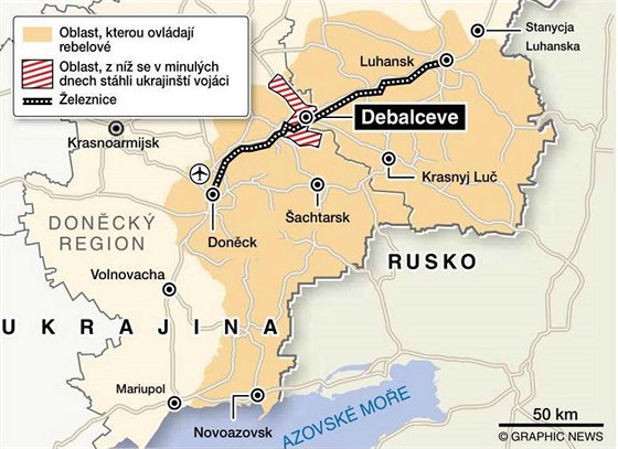 Situace na vchod Ukrajiny po staen vldnch vojsk z Debalceve (18. nora...