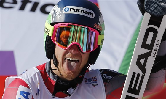 Americký lya Ted Ligety se raduje z titulu mistra svta v obím slalomu.