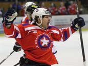 Roman Erat z Třebíče se raduje z branky. Roman Erat z Třebíče se raduje z branky.
