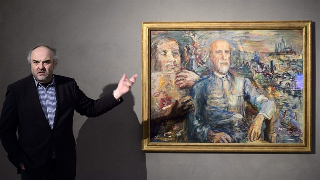 Ředitel Národní galerie v Praze Jiří Fajt stojí u portrétu Tomáše Garrigua... Ředitel Národní galerie v Praze Jiří Fajt stojí u portrétu Tomáše Garrigua...