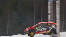 Martin Prokop a Jan Tománek na trati Švédské rallye. Martin Prokop a Jan Tománek na trati Švédské rallye.