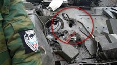 Detail zásahu tanku T-64BV protitankovou stelou vypálenou s nejvtí...