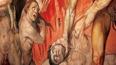 Z ilustrovaného vydání knihy Dana Browna Inferno: Freska, zobrazující peklo, Il...