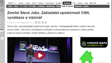 Pvodn to mlo být nco ve smyslu Podle CNN zemel Steve Jobs, zakladatel...