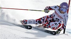 Rakouská lyaka  Michaela Kirchgasserová na trati obího slalomu na MS v...