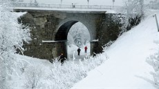 Moldavskou horskou dráhou na bky - Pod viaduktem koleje koní, lyai jedou...