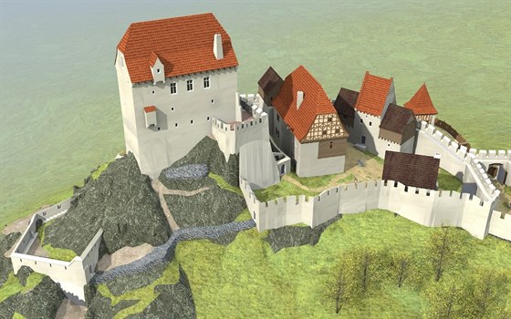Takto vypadal podle 3D modelu Ivana Lehkého hrad Koálov  v roce 1486.
