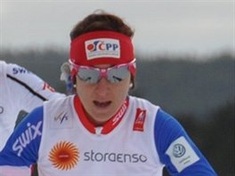 Eva Vrabcov-Nvltov (vpravo) ve skiatlonu na MS ve Falunu.