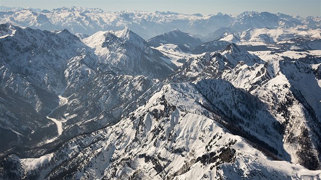 Prvn den peletu nad Alpami. Hory nad Maria Alm, Rakousko