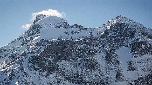 Prvn den peletu nad Alpami. Grossglockner (3798 mnm) smrem od vchodu