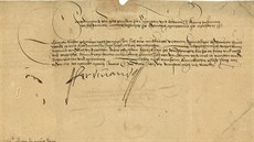 Listina s podpisem Ferdinanda I. adresovaná do Českých Budějovic je také... Listina s podpisem Ferdinanda I. adresovaná do Českých Budějovic je také...