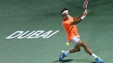 Roger Federer ve finále turnaje v Dubaji.