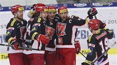 Gólový jásot hokejistů Hradce Králové. Gólový jásot hokejistů Hradce Králové.