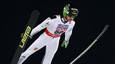 Peter Prevc v závodě na velkém můstku na mistrovství světa ve Falunu. Peter Prevc v závodě na velkém můstku na mistrovství světa ve Falunu.
