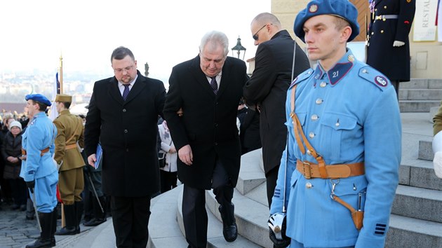 Prezident Milo Zeman na Hradanskm nmst (7. bezna 2015)