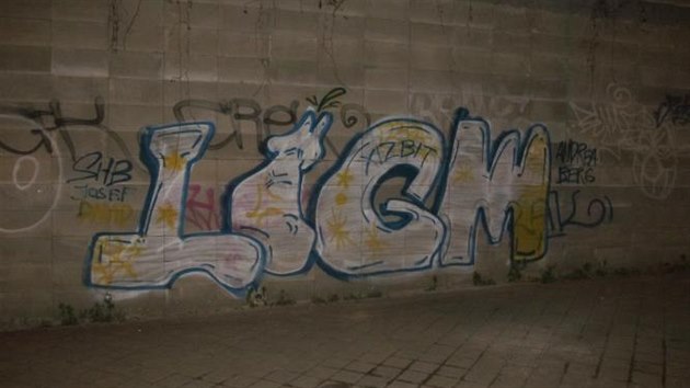 Grafity, se kterm se mladci chtli vyfotit.