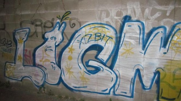 Grafity, se kterm se mladci chtli vyfotit.