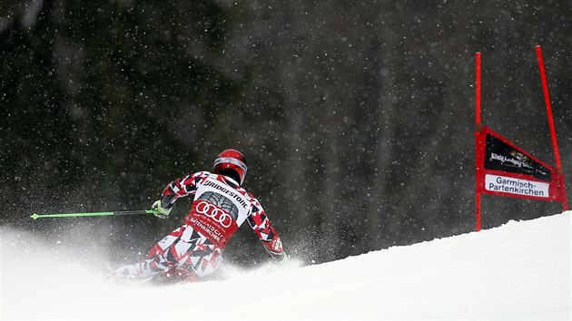 Marcel Hirscher bhem obho slalomu SP v Ga-Pa.