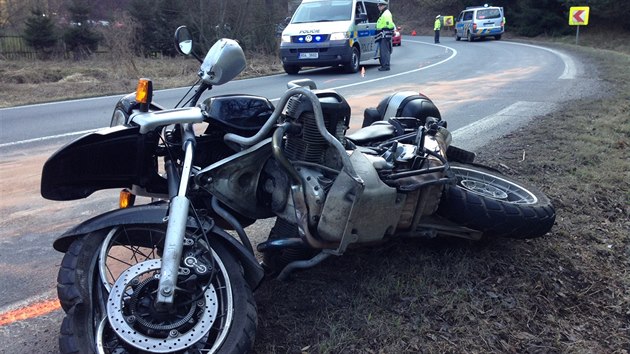 Nehoda motocykl u Dub na eskolipsku.