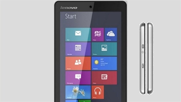 Nov tablet s Windows Lenovo Miix 300. Vpravo podhled na spodn a horn st.