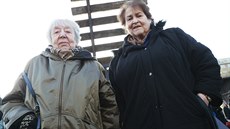 Pamtnice holocaustu Helga Hoková a Evelina Merová (9. bezna 2015)