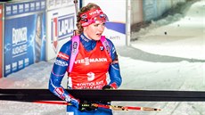 Gabriela Soukalová po sprintu na MS v Kontiolahti.