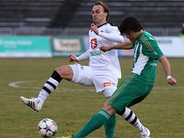 Momentka z utkn Hradec Krlov (v blm) vs Bohemians.