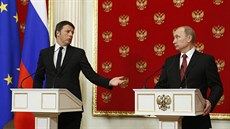 Ruský prezident Vladimir Putin s italským premiérem Mateem Renzim (5. bezna...