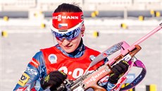 Veronika Vítková při závodě s hromadným startem na MS v Kontiolahti.. Veronika Vítková při závodě s hromadným startem na MS v Kontiolahti..