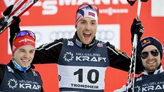 Tři nejlepší sdruženáři z Trondheimu (zleva): druhý Němec Fabian Riessle,... Tři nejlepší sdruženáři z Trondheimu (zleva): druhý Němec Fabian Riessle,...