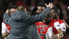 Fotbalisté AS Monaco se radují z postupu do tvrtfinále Ligy mistr.