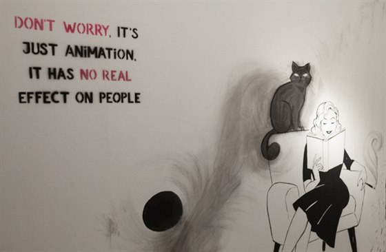 Studenti k tvorb animovaných film vyuívali pímo stny galerie AMU