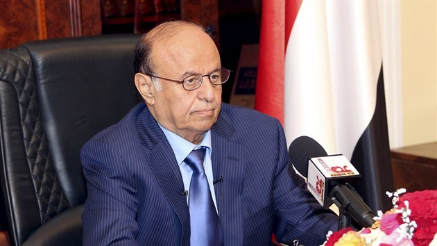 Jemensk prezident Abdar Rabb Mansr Had pi televiznm projevu (21. bezna 2015).
