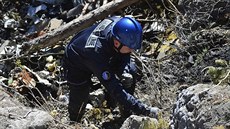 Francouztí policisté prohledávají trosky letadla spolenosti Germanwings,...