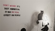 Studenti k tvorbě animovaných filmů využívali přímo stěny galerie AMU Studenti k tvorbě animovaných filmů využívali přímo stěny galerie AMU
