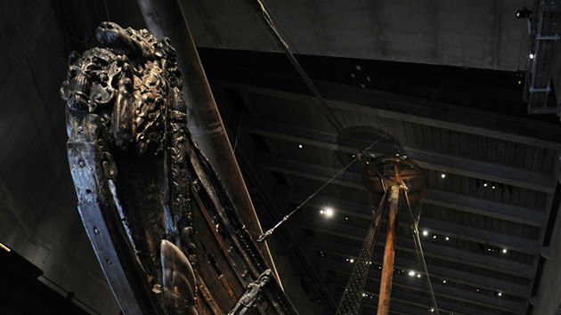 Detail pedn sti rekonstruovan vdsk vlen lodi Vasa v muzeu