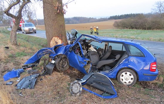 Náraz automobilu do stromu na Tebísku idi nepeil.