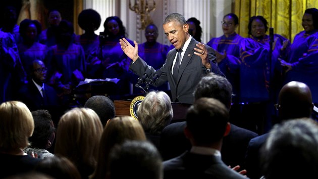 Americký prezident Barack Obama pi úterním projevu v Bílém dom ve Washingtonu...