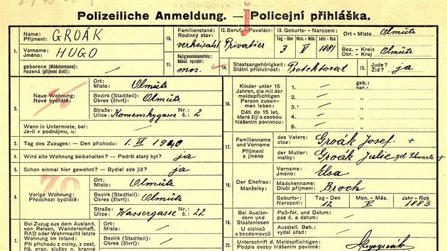 Policejn pihlka Hugo Groka z roku 1942